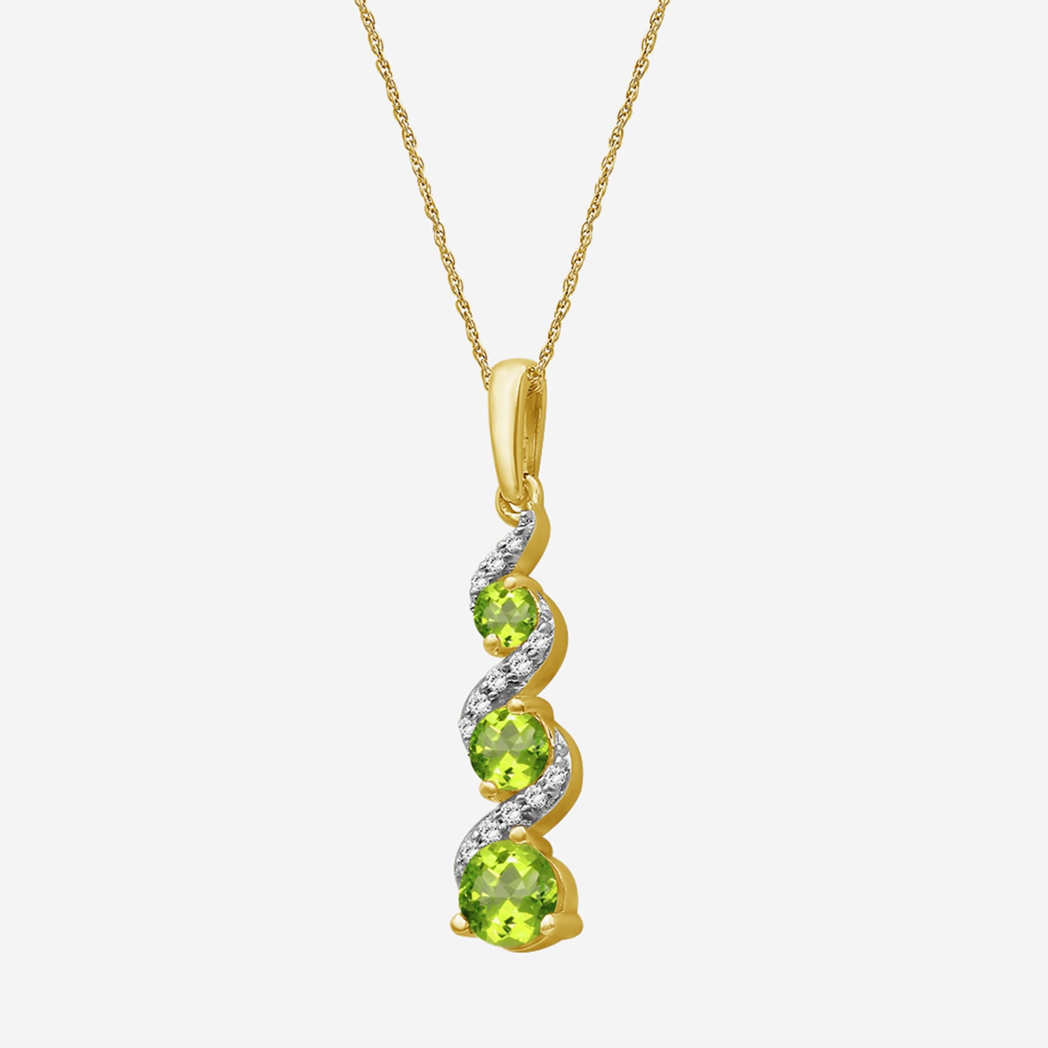 Womens Diamond Accent Genuine Green Peridot 10K Gold Pendant