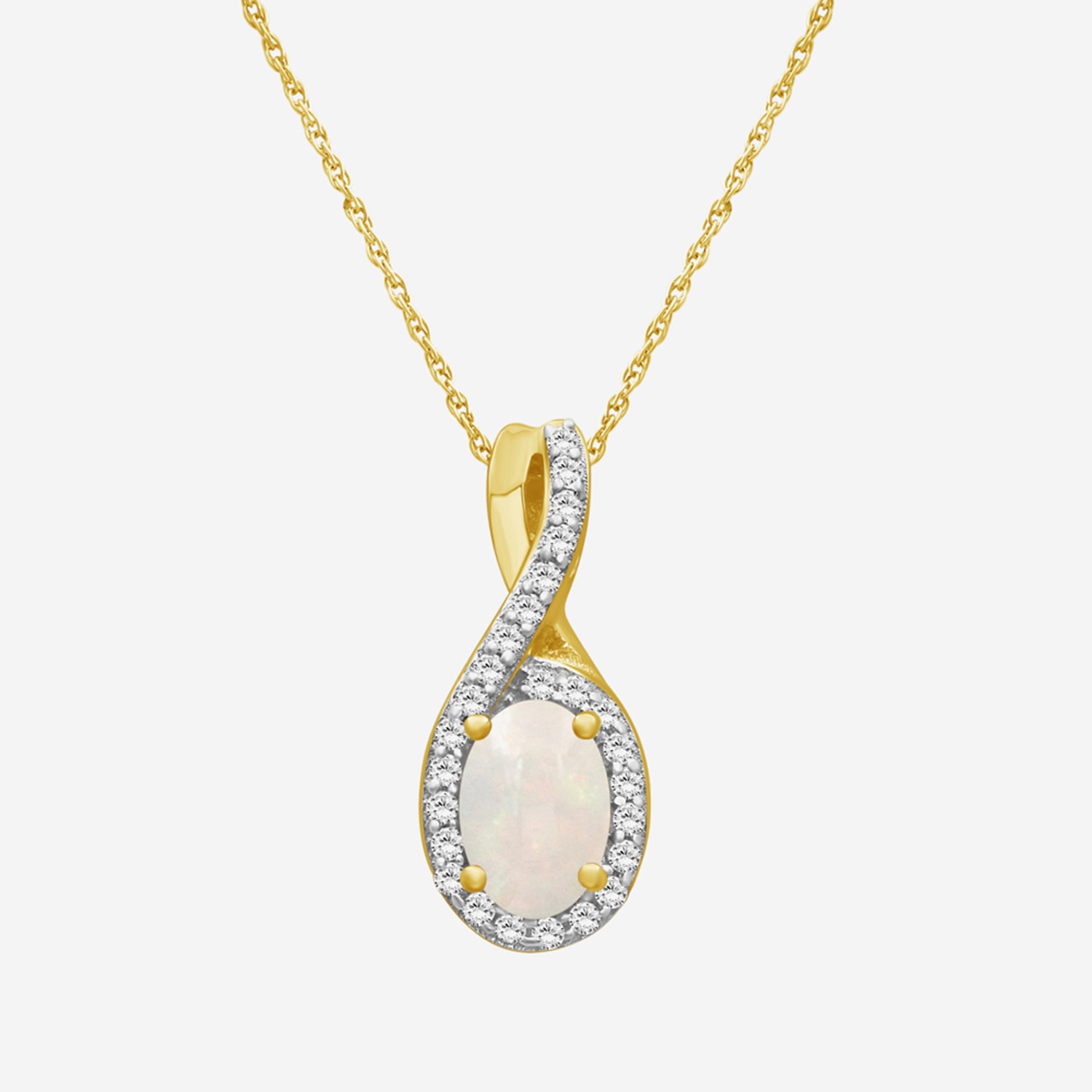 Womens 1/10 CT. T.W. Genuine White Opal 10K Gold Infinity Pendant