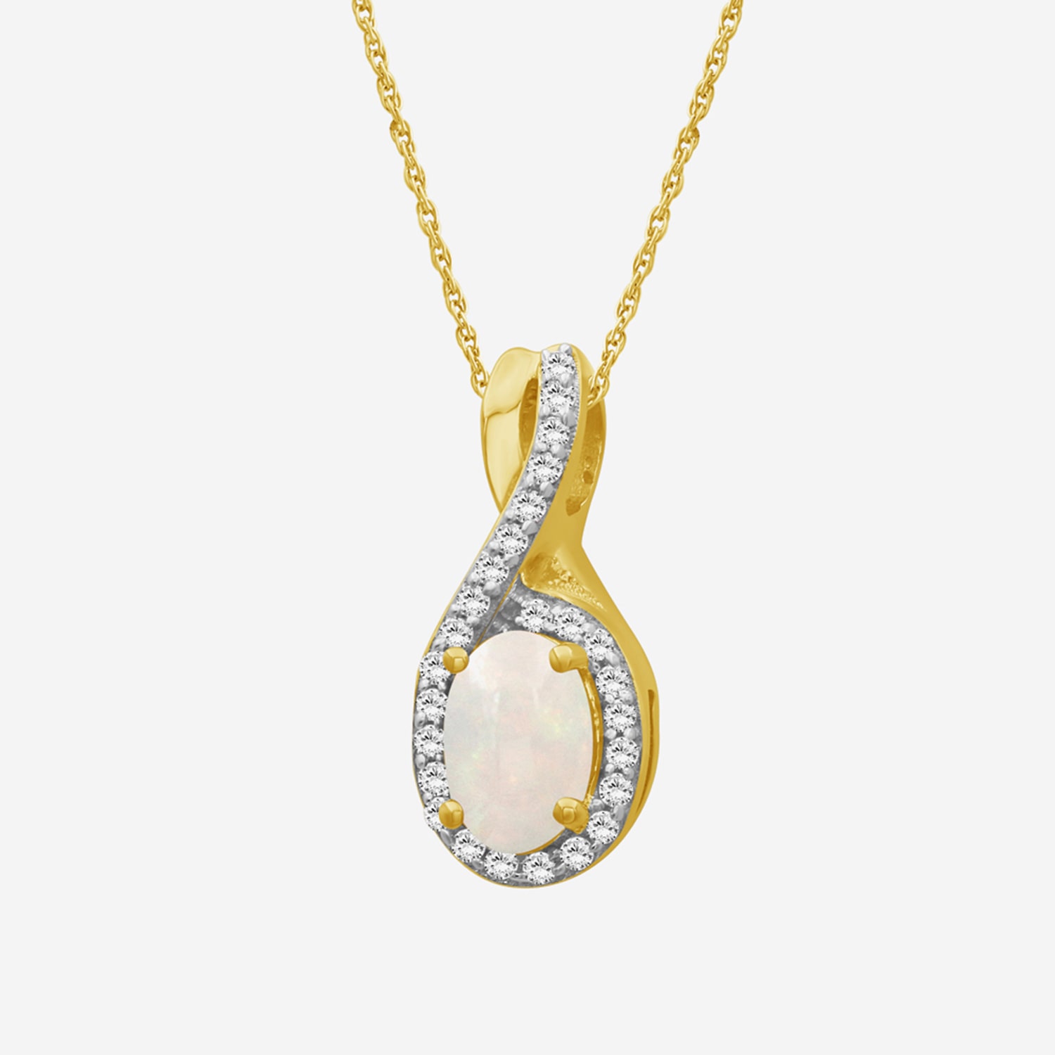 Womens 1/10 CT. T.W. Genuine White Opal 10K Gold Infinity Pendant