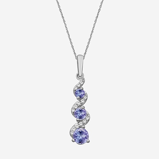 Womens Diamond Accent Genuine Blue Tanzanite 10K Gold Pendant