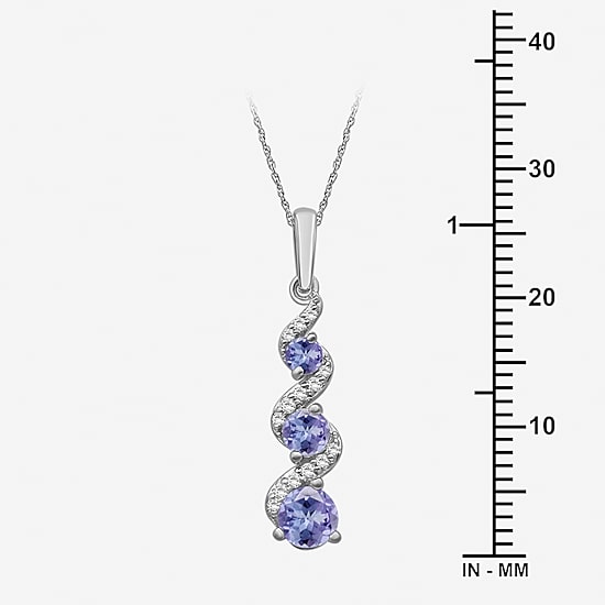 Womens Diamond Accent Genuine Blue Tanzanite 10K Gold Pendant