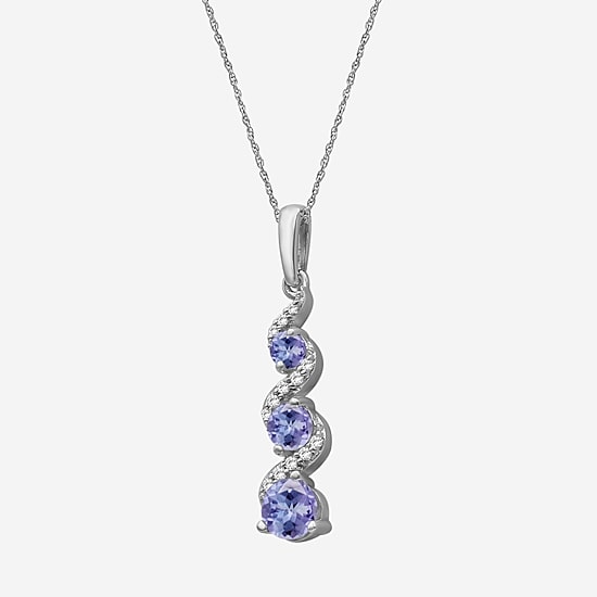 Womens Diamond Accent Genuine Blue Tanzanite 10K Gold Pendant