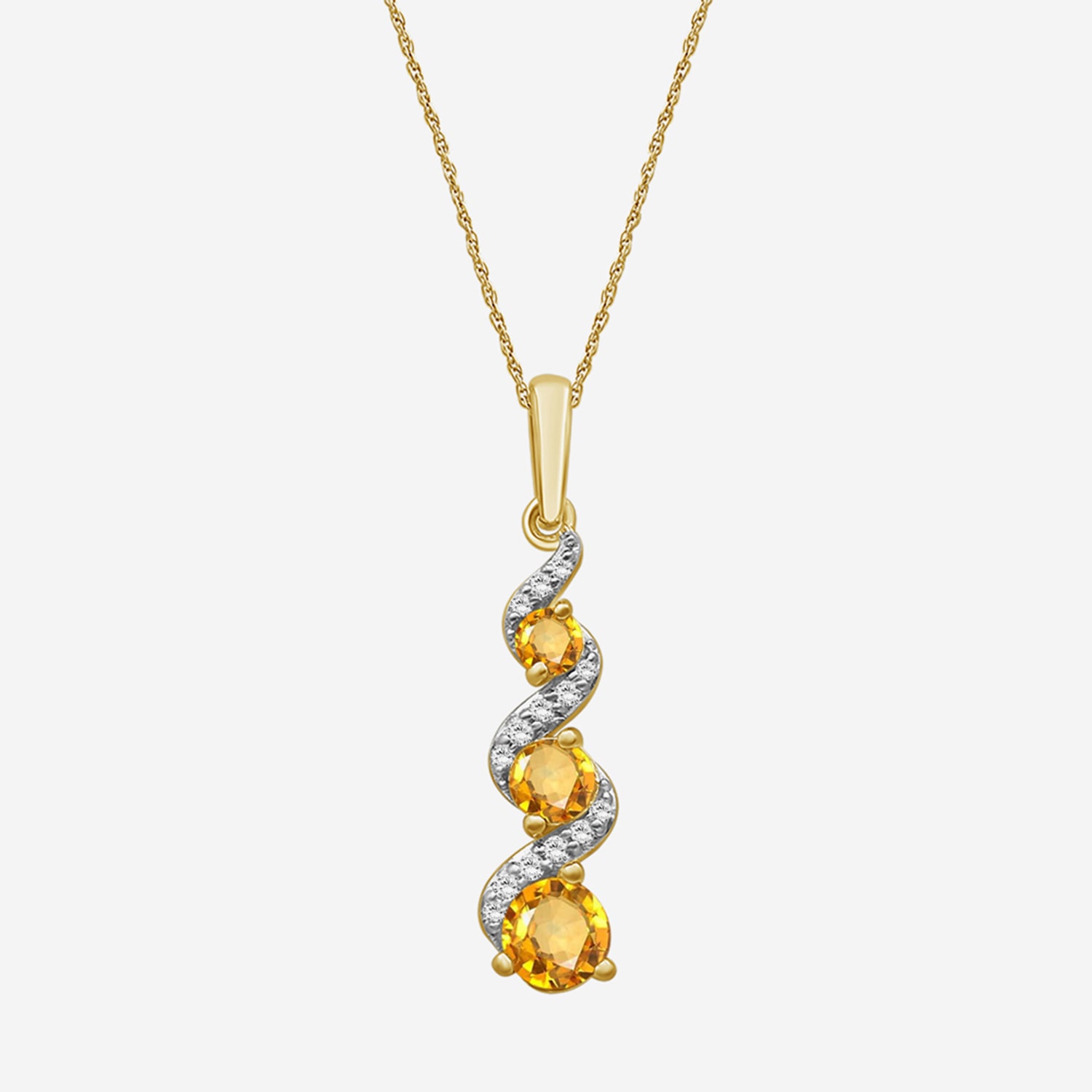 Womens Diamond Accent Genuine Yellow Citrine 10K Gold Pendant