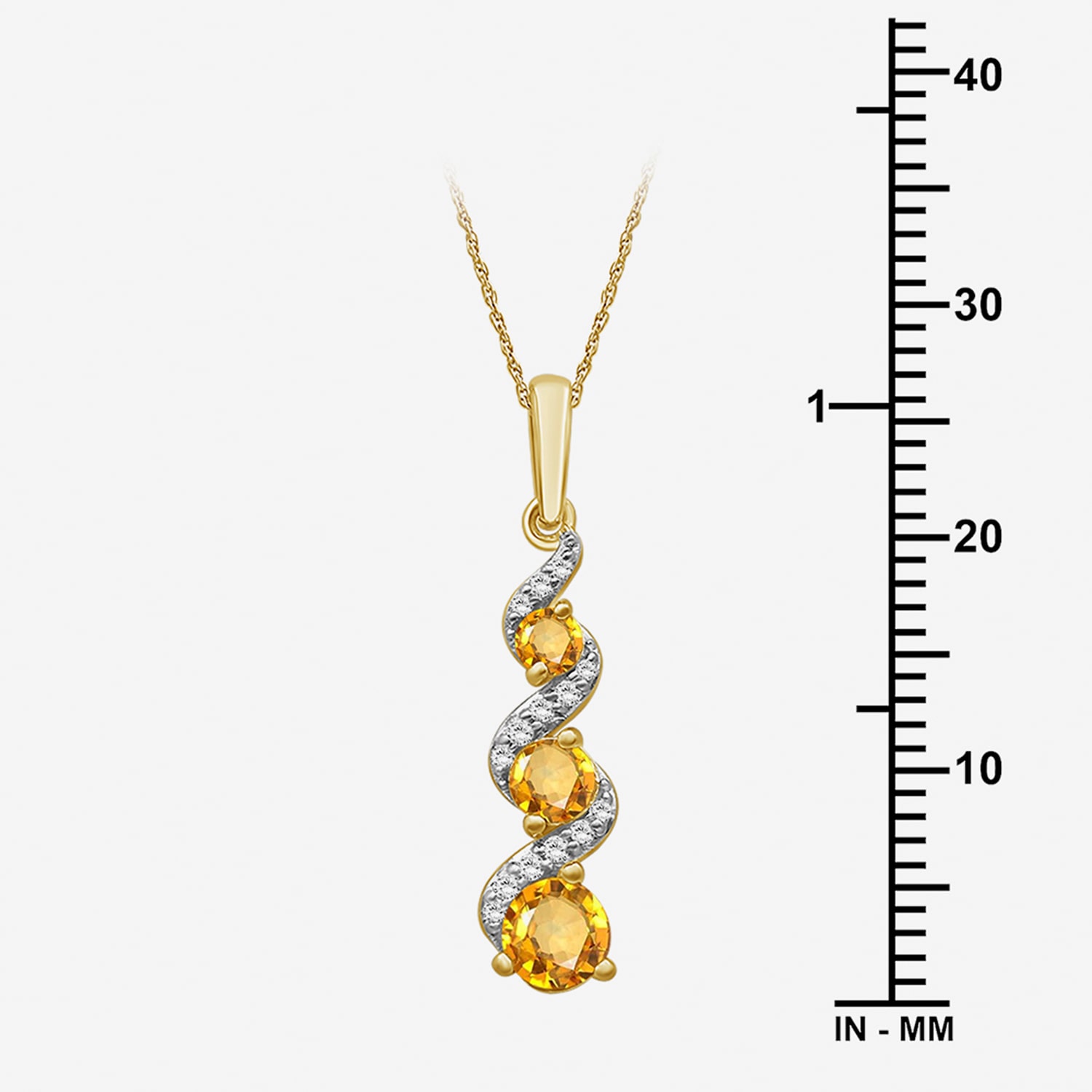 Womens Diamond Accent Genuine Yellow Citrine 10K Gold Pendant