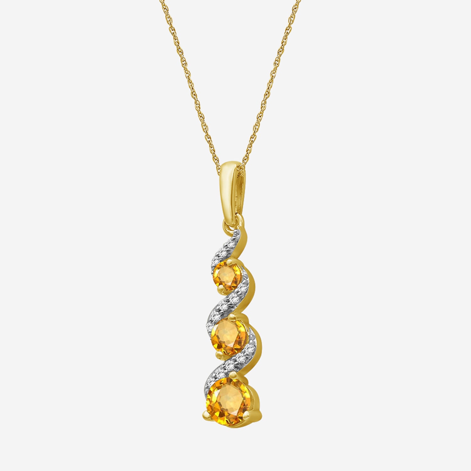 Womens Diamond Accent Genuine Yellow Citrine 10K Gold Pendant