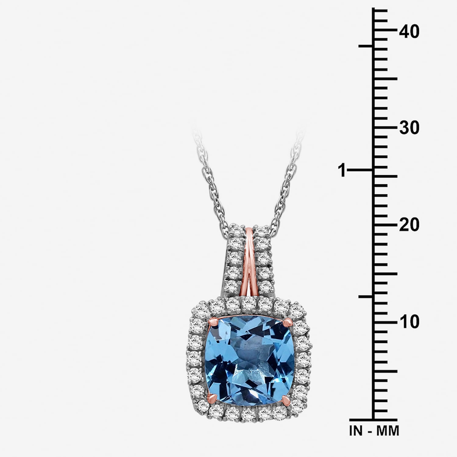 Womens Genuine Blue Topaz 10K Gold Square Pendant