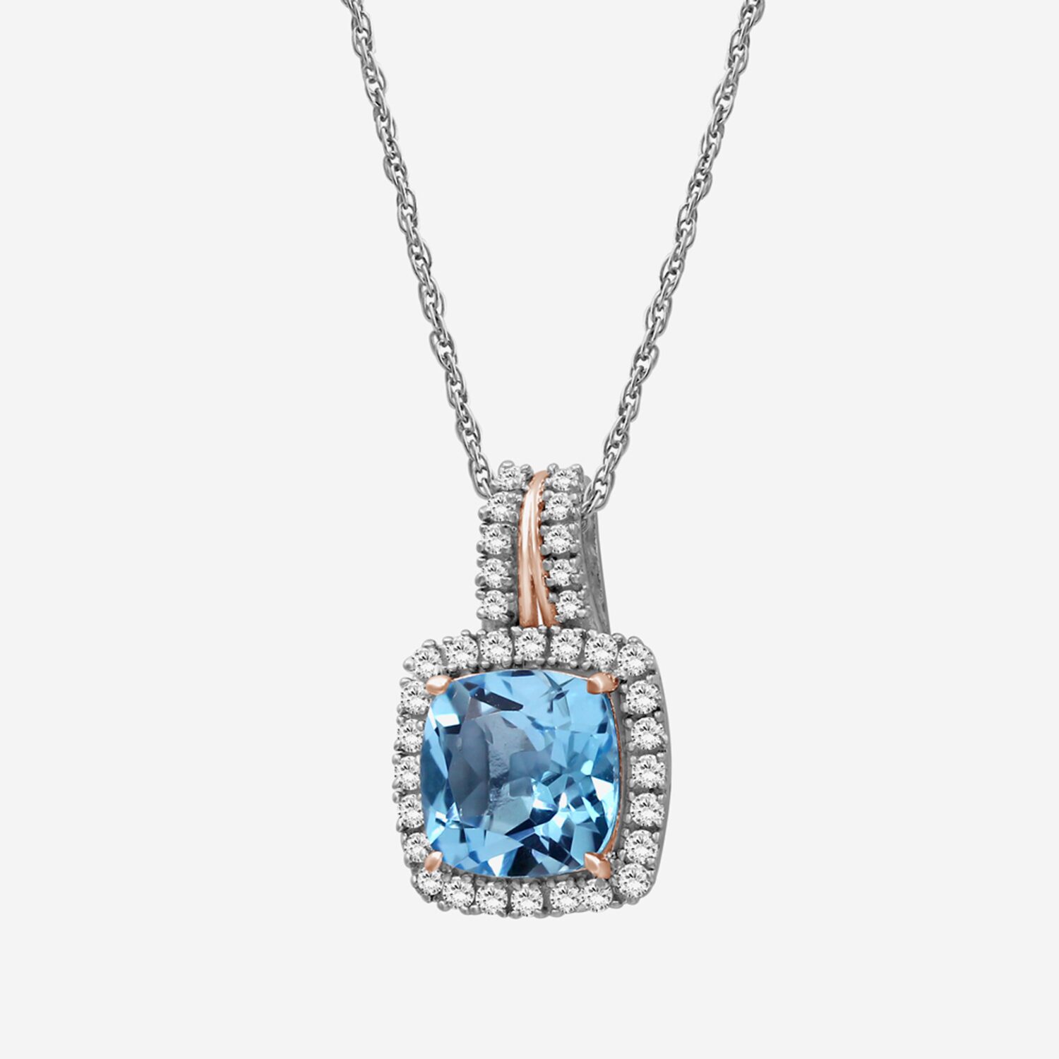 Womens Genuine Blue Topaz 10K Gold Square Pendant
