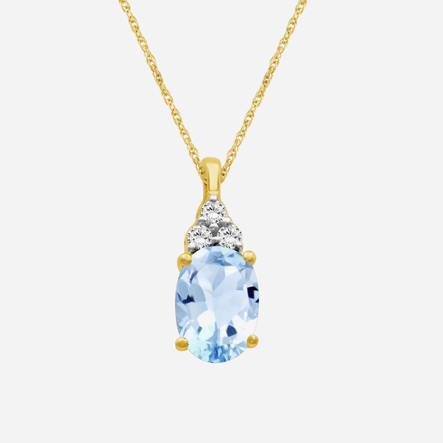 Womens Diamond Accent Genuine Blue Topaz 10K Gold Oval Pendant