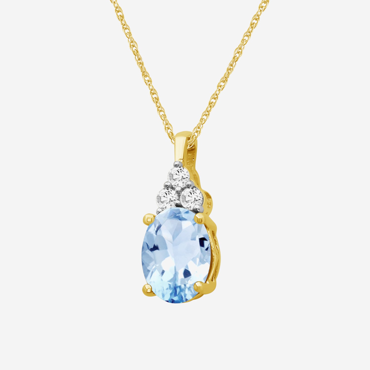Womens Diamond Accent Genuine Blue Topaz 10K Gold Oval Pendant
