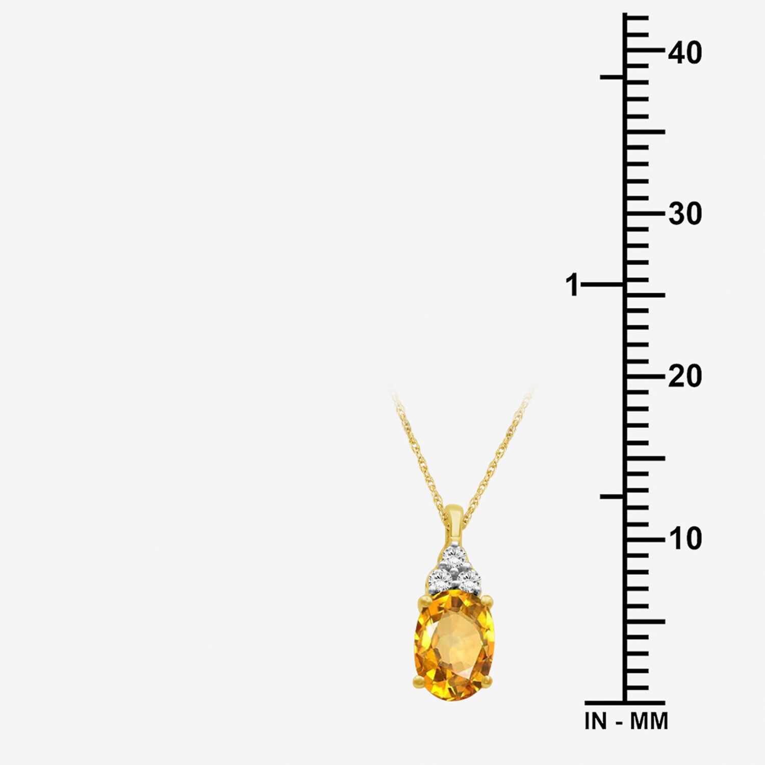 Womens Diamond Accent Genuine Yellow Citrine 10K Gold Oval Pendant