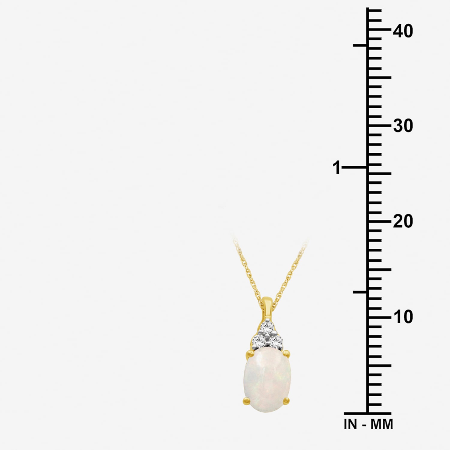 Womens Diamond Accent Genuine White Opal 10K Gold Oval Pendant