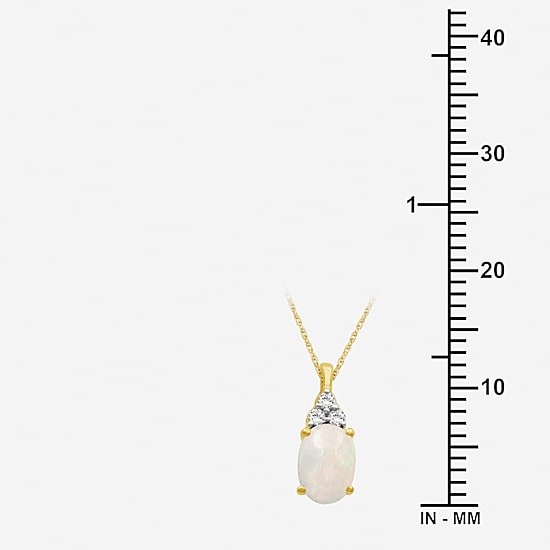 Womens Diamond Accent Genuine Gemstone 10K Gold Oval Pendant
