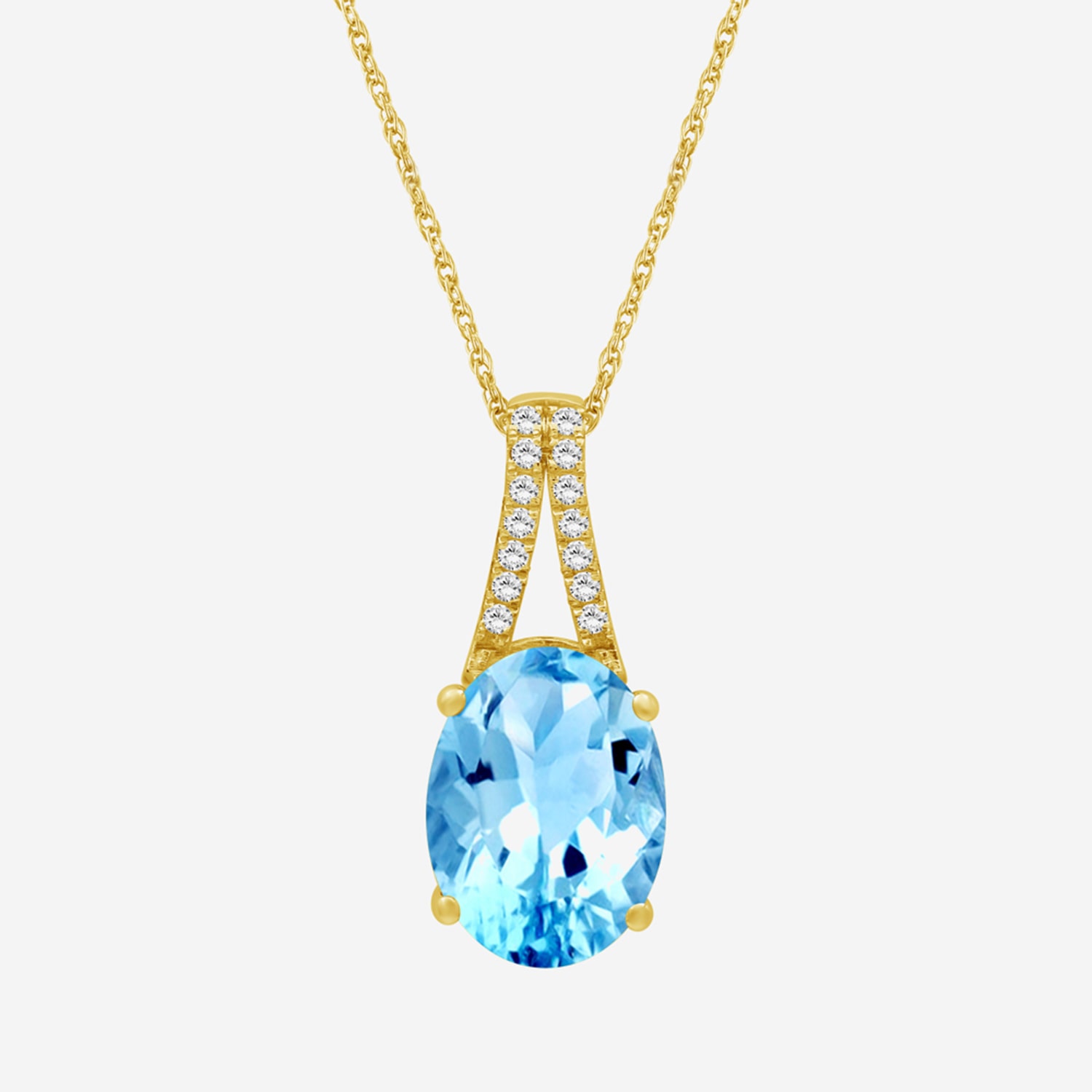 Womens Genuine Blue Topaz 14K Gold Over Silver Oval Pendant