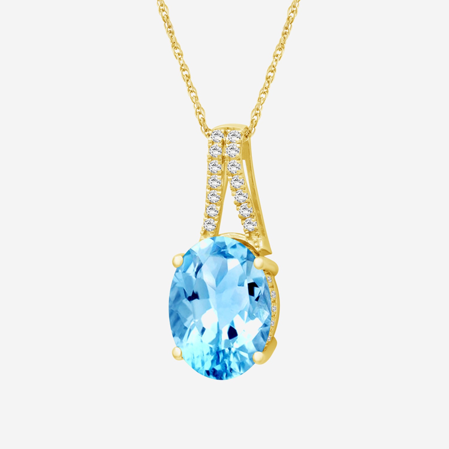 Womens Genuine Blue Topaz 14K Gold Over Silver Oval Pendant