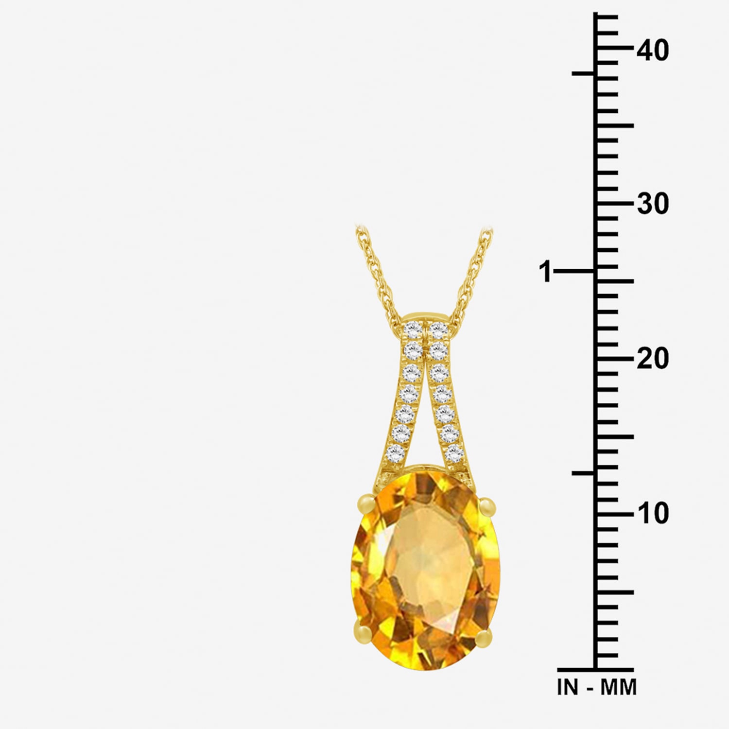 Womens Genuine Yellow Citrine 14K Gold Over Silver Oval Pendant