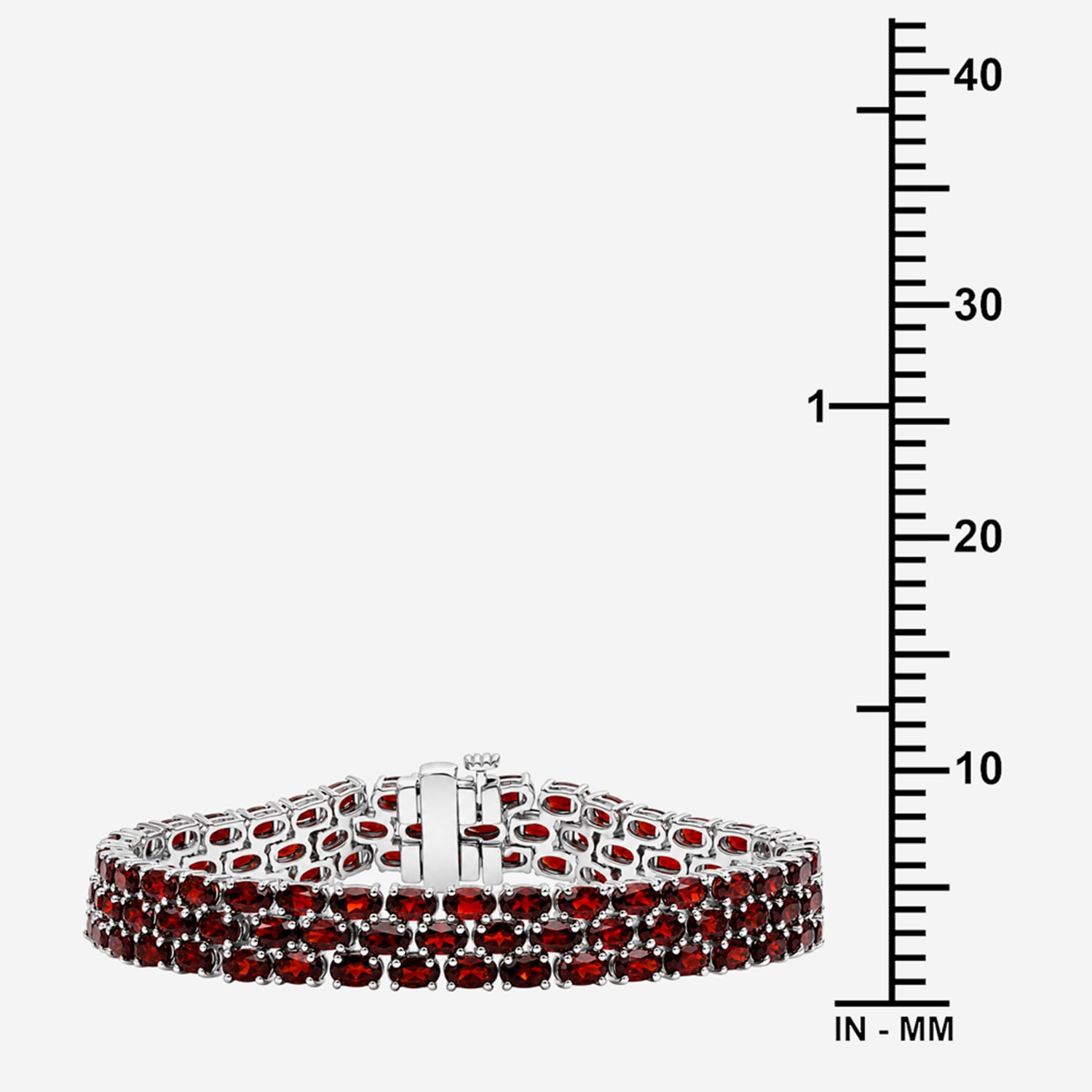 Womens Genuine Red Garnet Sterling Silver Tennis Bracelet