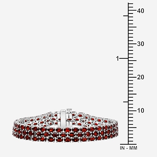 Womens Genuine Red Garnet Sterling Silver Tennis Bracelet, Color