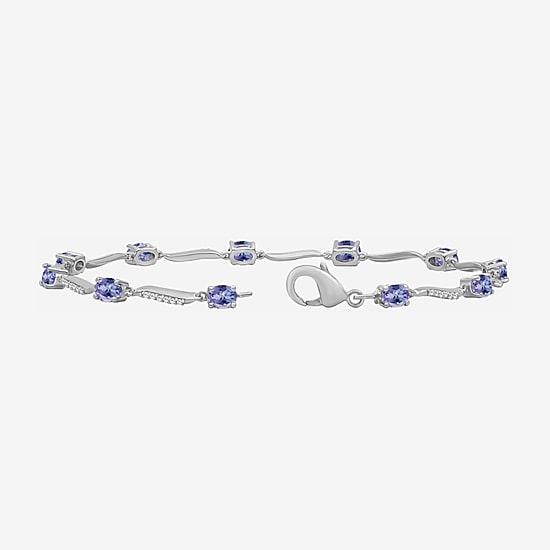 (I-J / I2-I3) Womens Genuine Gemstone 10K White Gold Solid Chain Bracelet