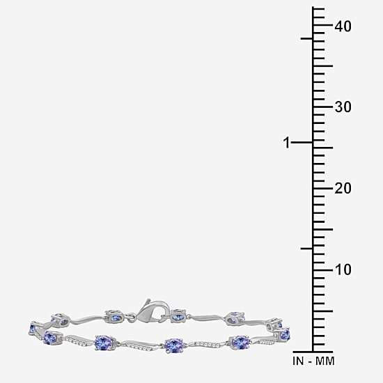 (I-J / I2-I3) Womens Genuine Gemstone 10K White Gold Solid Chain Bracelet