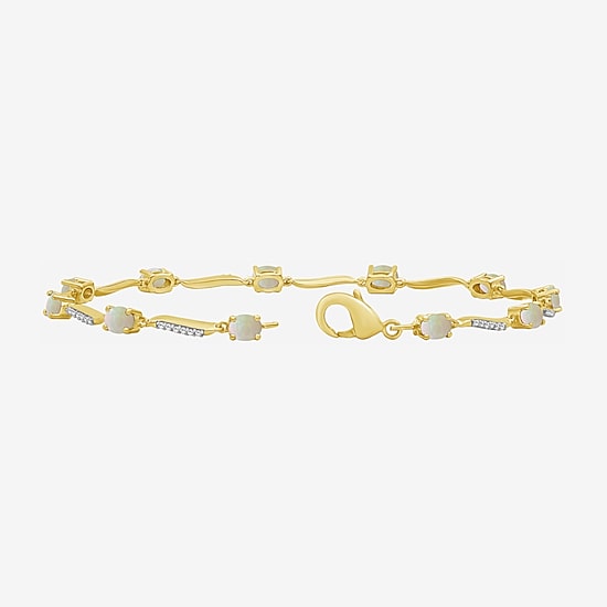 (I-J / I2-I3) Womens Genuine Gemstone 10K Gold Solid Chain Bracelet