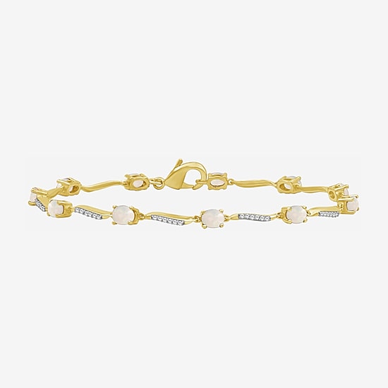 (I-J / I2-I3) Womens Genuine Gemstone 10K Gold Solid Chain Bracelet