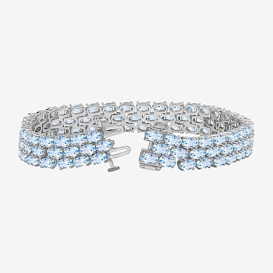 Womens Genuine or Lab Created Gemstone Sterling Silver Tennis Bracelet