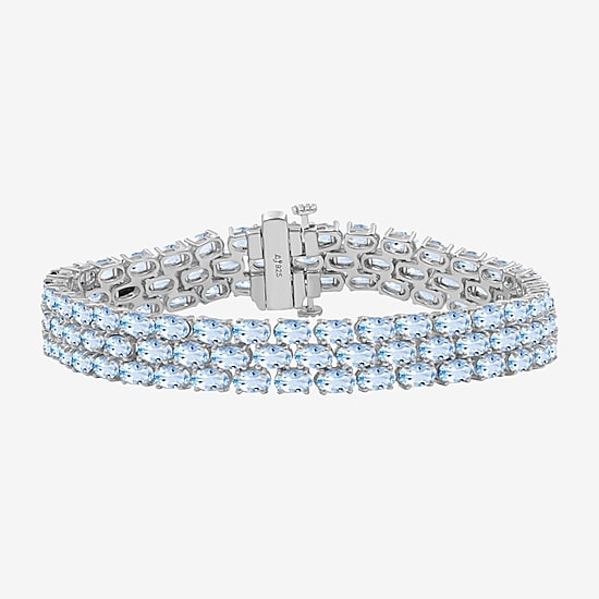 Womens Genuine or Lab Created Gemstone Sterling Silver Tennis Bracelet
