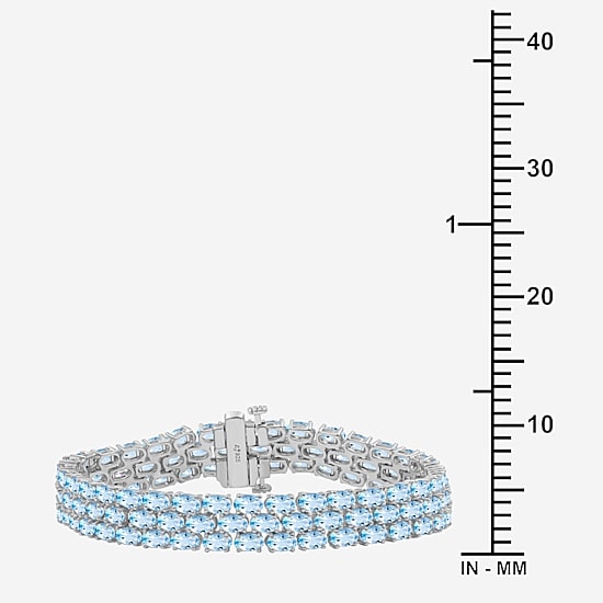 Womens Genuine or Lab Created Gemstone Sterling Silver Tennis Bracelet