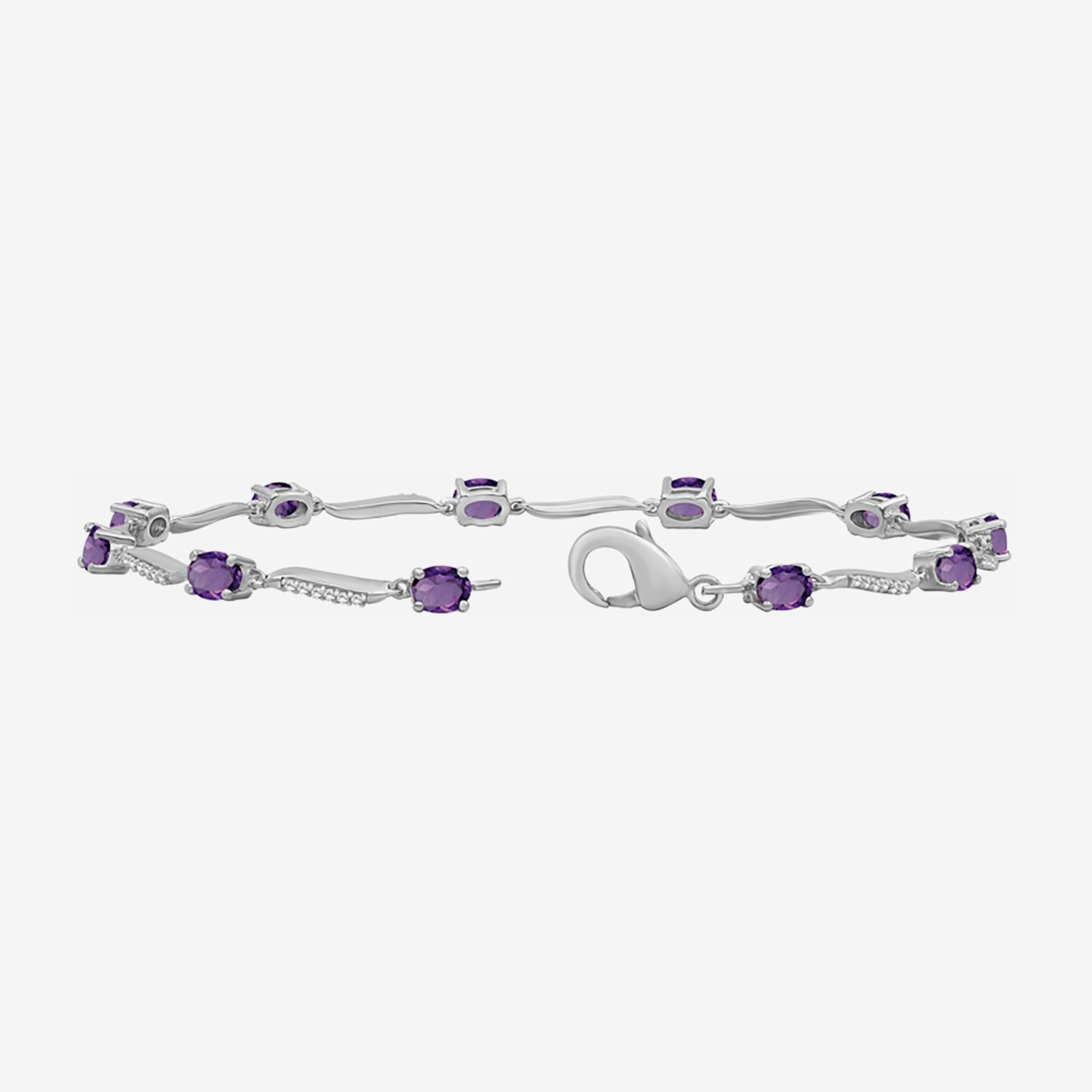 (I-J / I2-I3) Womens Genuine Gemstone 10K White Gold Solid Chain Bracelet