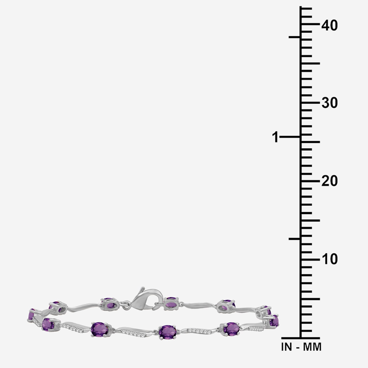 (I-J / I2-I3) Womens Genuine Gemstone 10K White Gold Solid Chain Bracelet