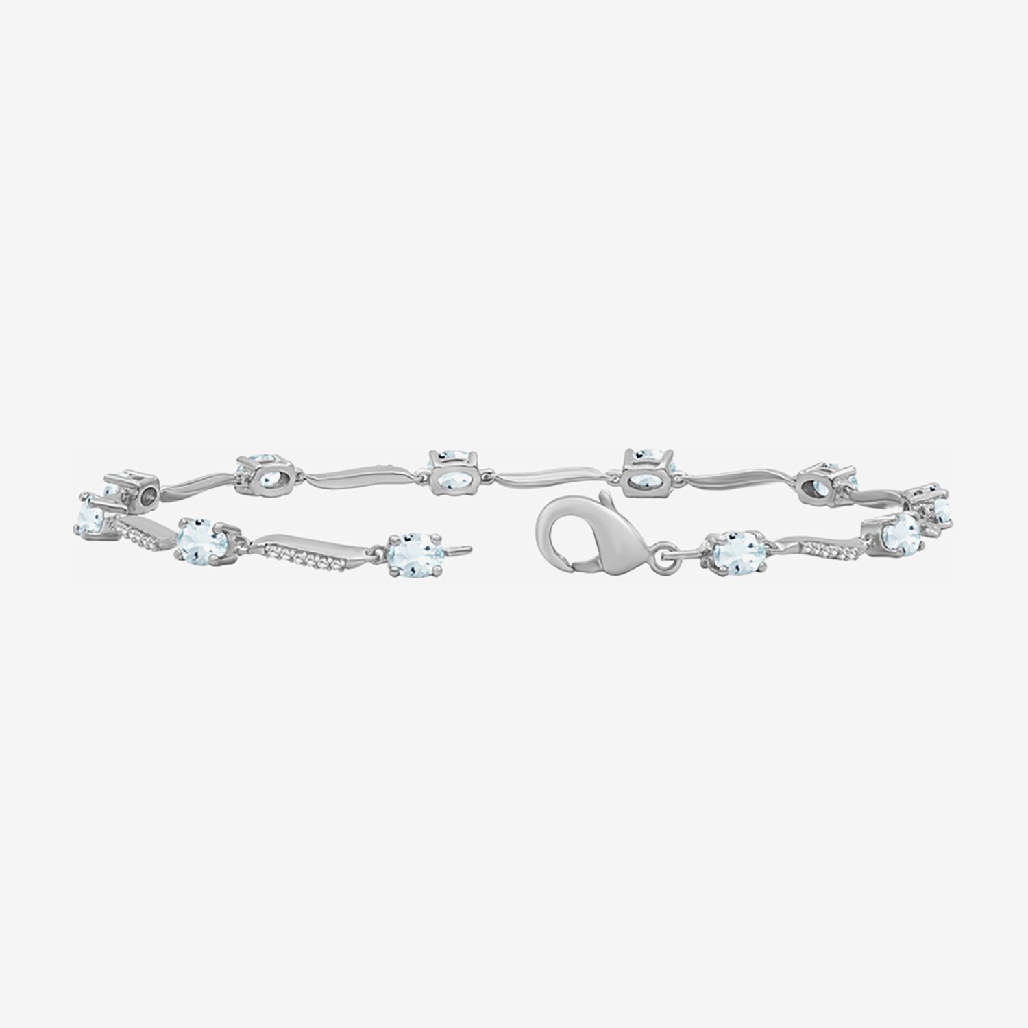 (I-J / I2-I3) Womens Genuine Gemstone 10K White Gold Solid Chain Bracelet