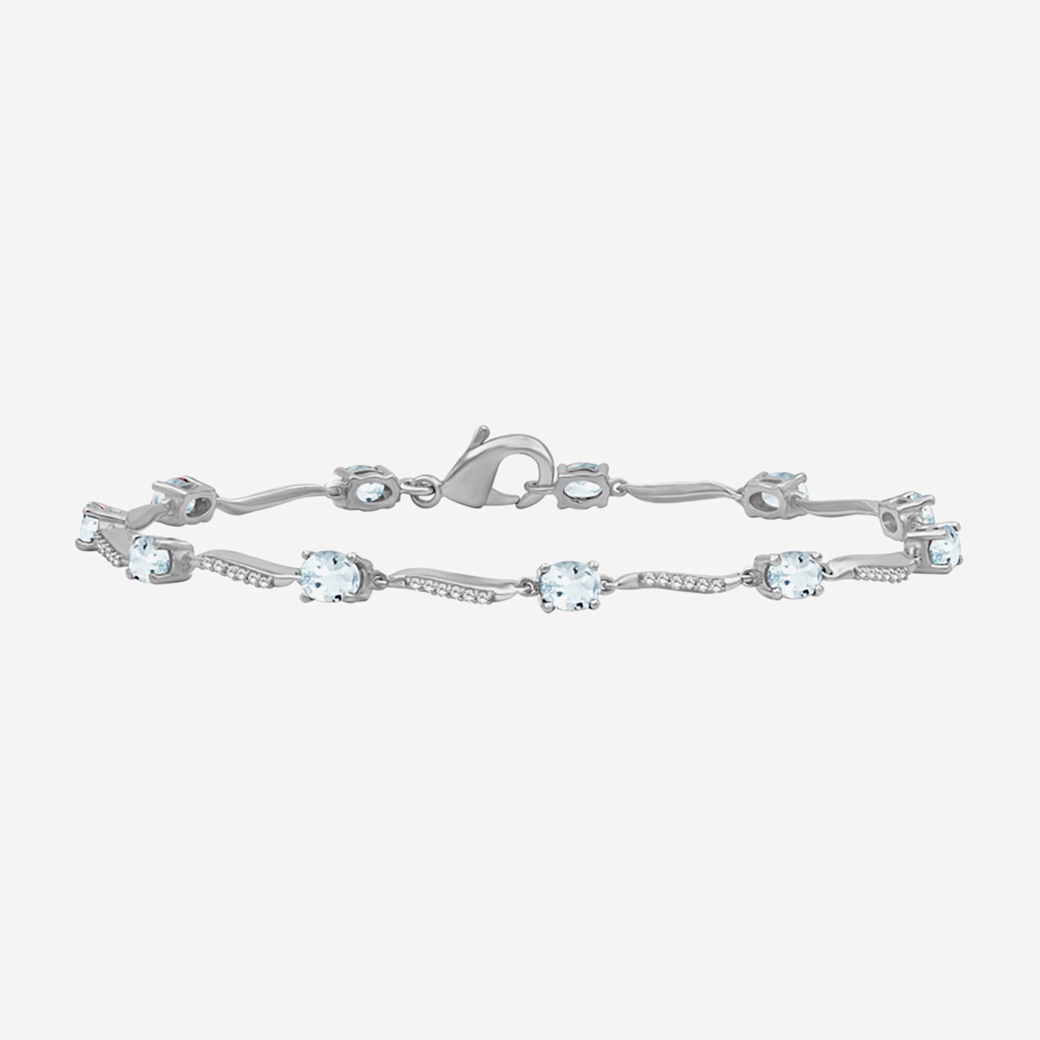 (I-J / I2-I3) Womens Genuine Gemstone 10K White Gold Solid Chain Bracelet