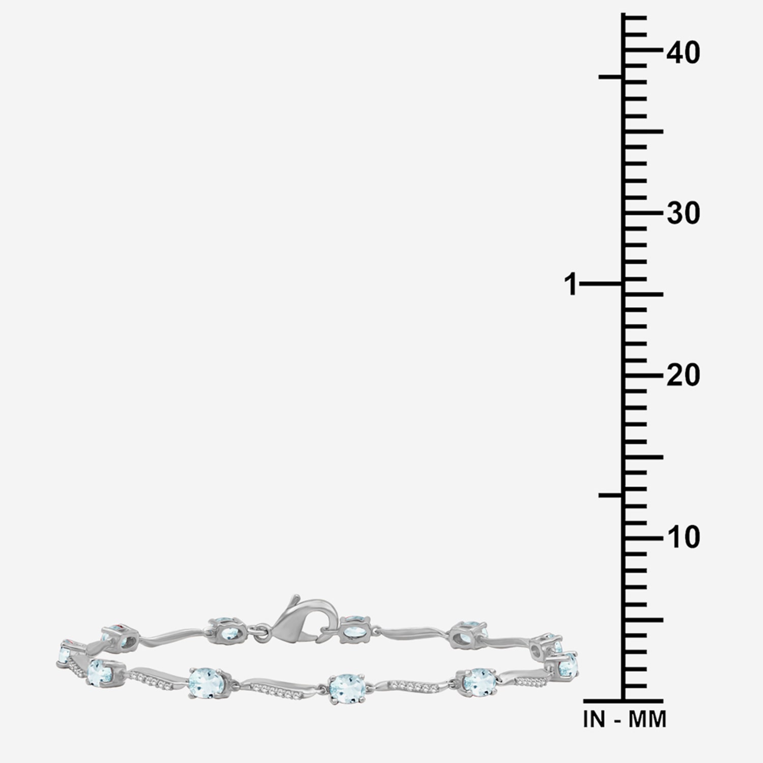 (I-J / I2-I3) Womens Genuine Gemstone 10K White Gold Solid Chain Bracelet