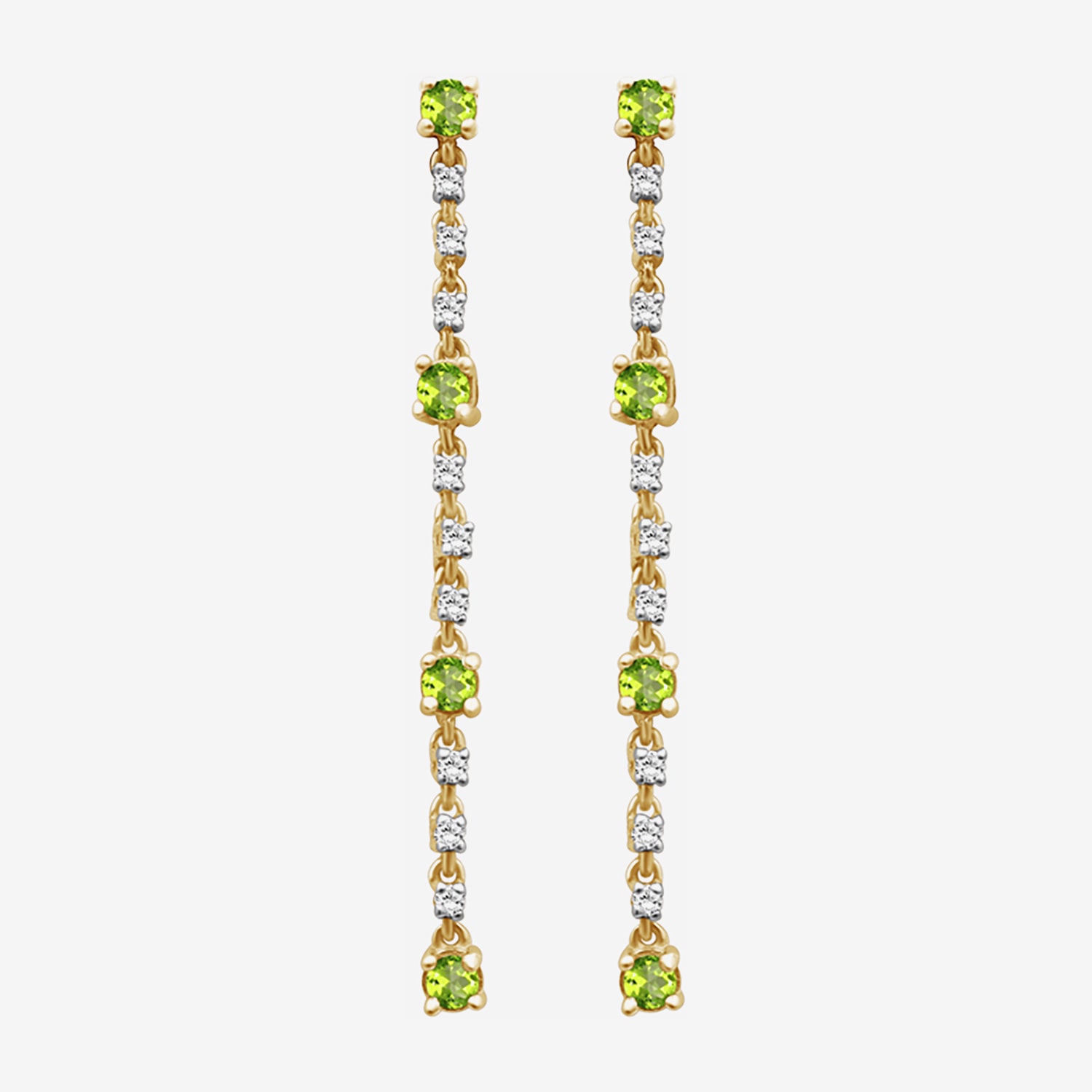 (I-J / I2-I3) Womens Diamond Accent Genuine Green Peridot 10K Gold Hypoallergenic Drop Earrings