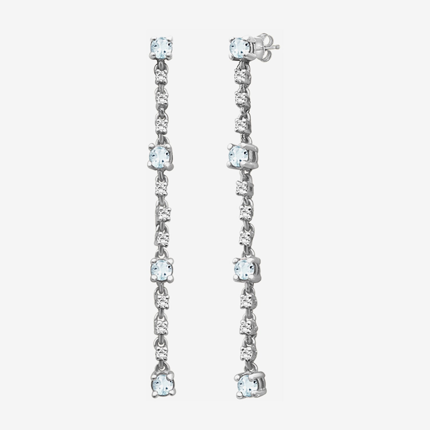 (I-J / I2-I3) Womens Diamond Accent Genuine Blue Aquamarine 10K Gold Hypoallergenic Drop Earrings