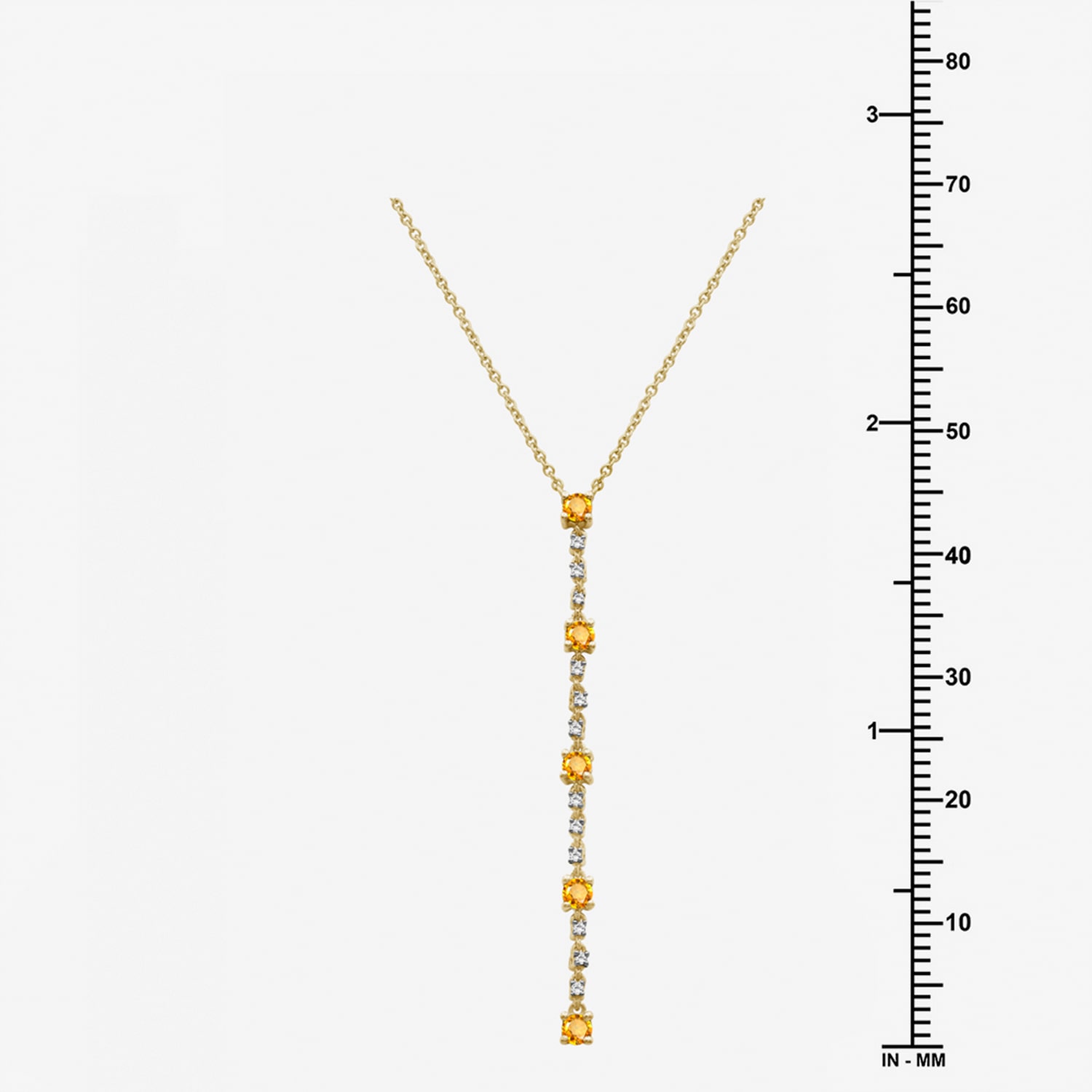 (I-J / I2-I3) Womens Yellow Citrine 10K Gold Hypoallergenic 18 Inch Y Necklace