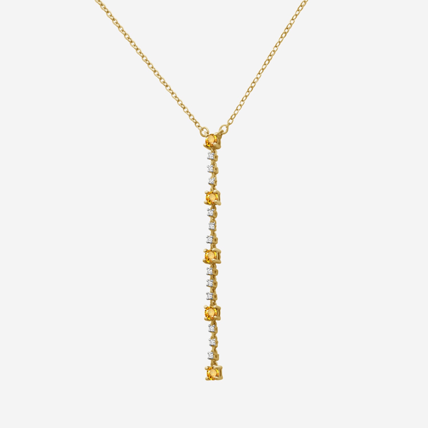 (I-J / I2-I3) Womens Yellow Citrine 10K Gold Hypoallergenic 18 Inch Y Necklace