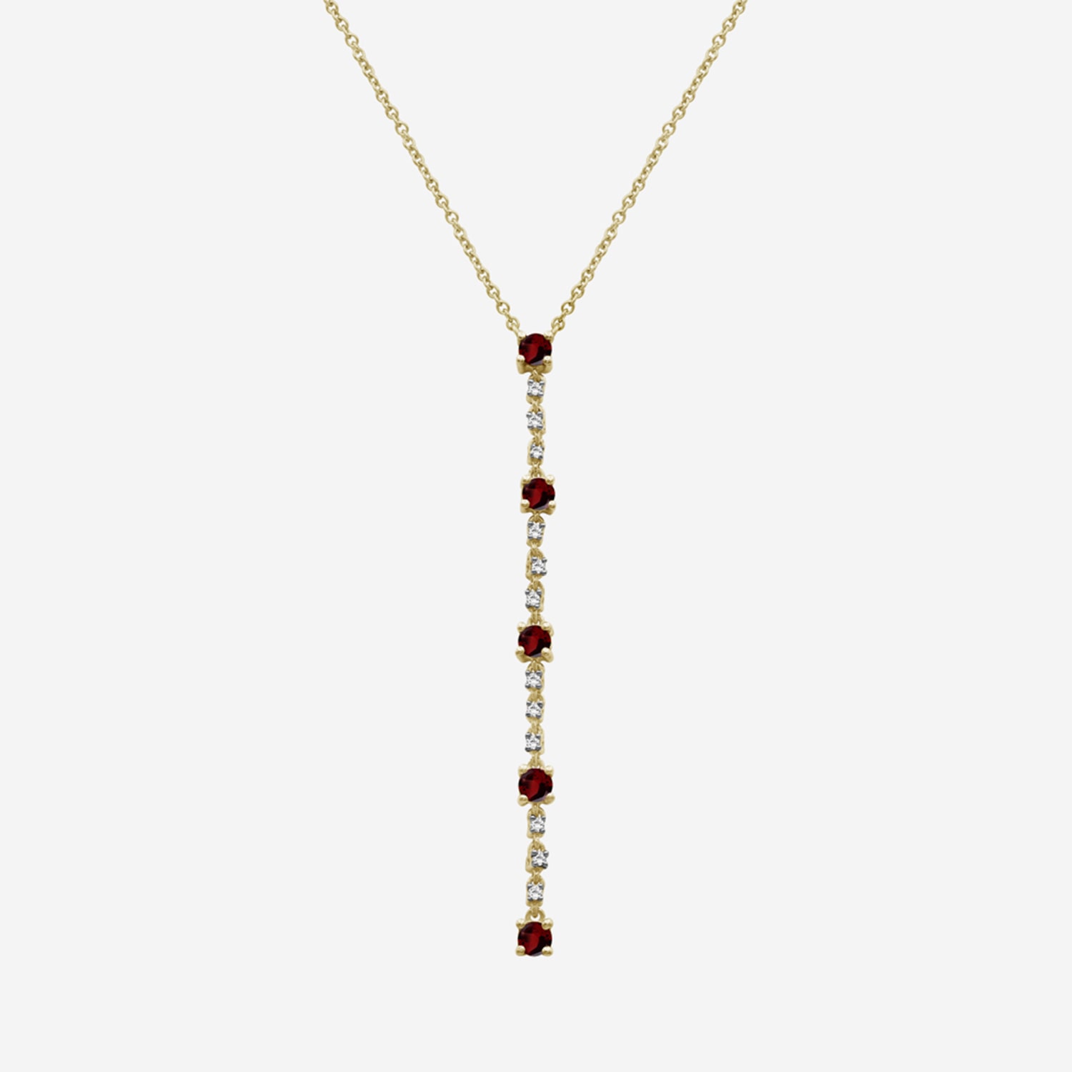 (I-J / I2-I3) Womens Red Garnet 10K Gold Hypoallergenic 18 Inch Y Necklace