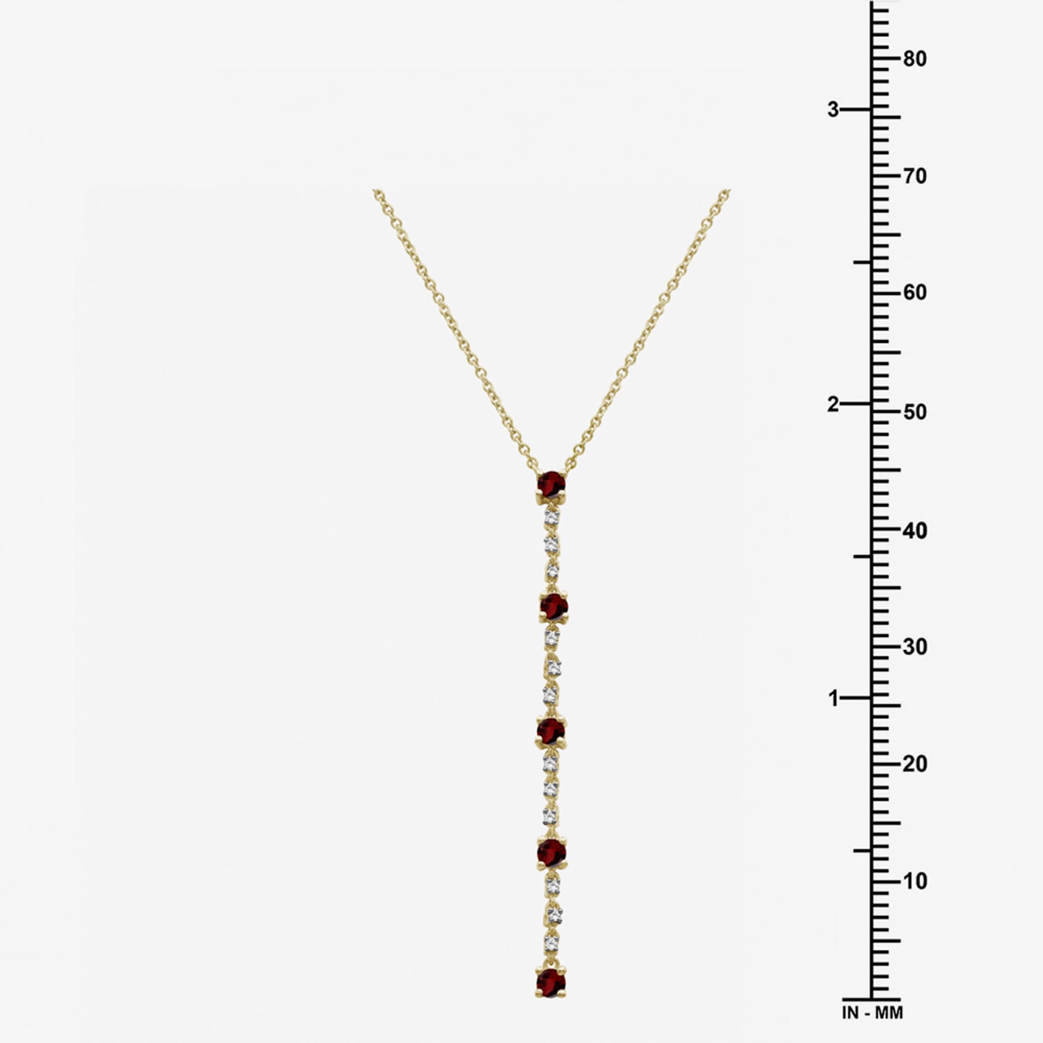 (I-J / I2-I3) Womens Red Garnet 10K Gold Hypoallergenic 18 Inch Y Necklace