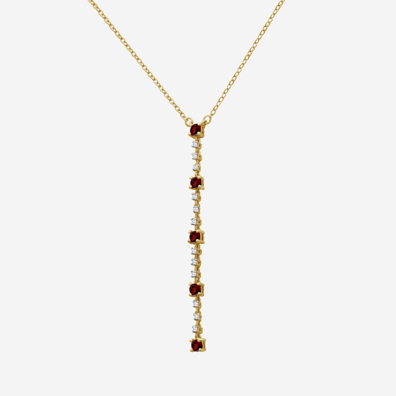 (I-J / I2-I3) Womens Red Garnet 10K Gold Hypoallergenic 18 Inch Y Necklace