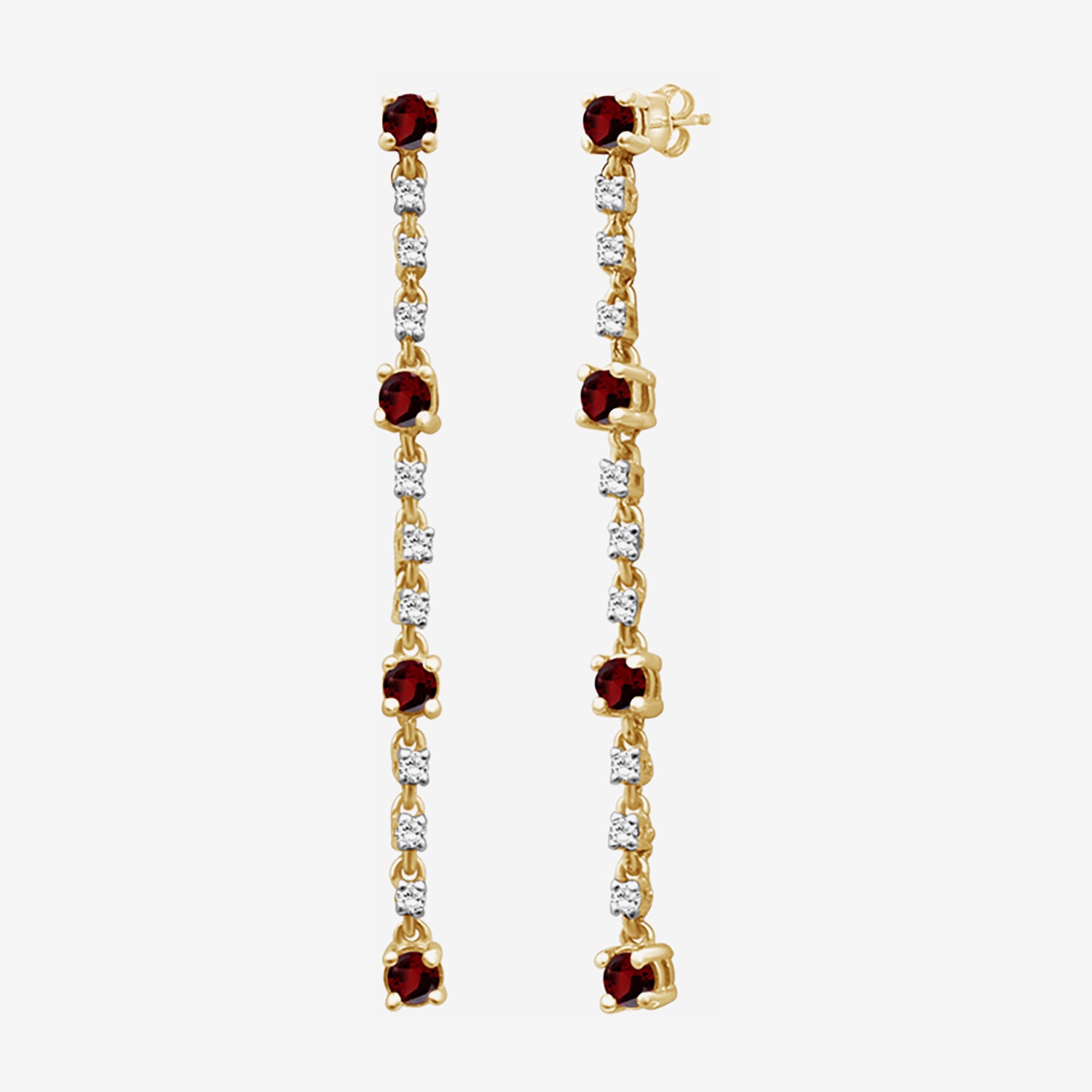 (I-J / I2-I3) Womens Diamond Accent Genuine Red Garnet 10K Gold Hypoallergenic Drop Earrings