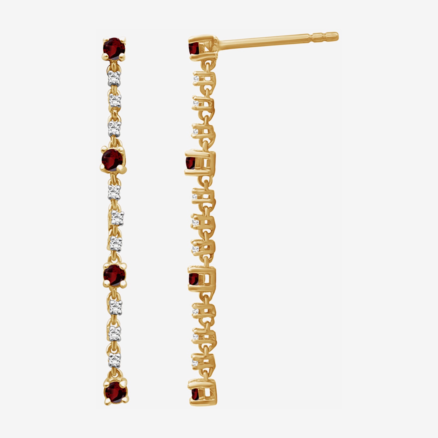 (I-J / I2-I3) Womens Diamond Accent Genuine Red Garnet 10K Gold Hypoallergenic Drop Earrings