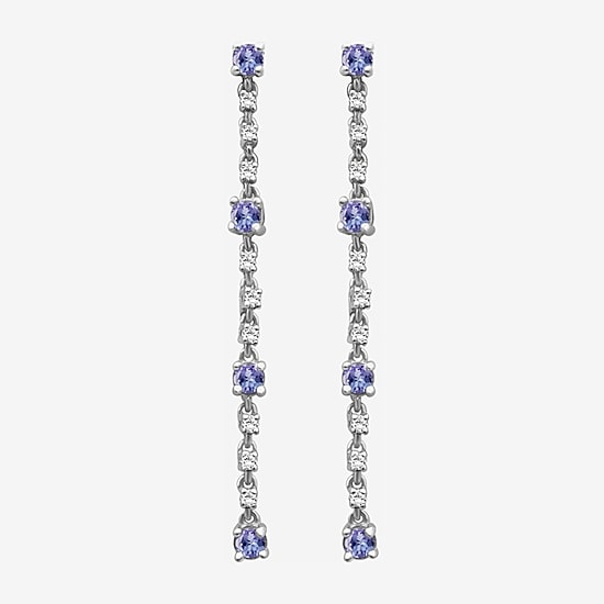 (I-J / I2-I3) Womens Diamond Accent Genuine Gemstone 10K White Gold Hypoallergenic Drop Earrings