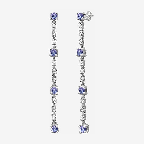 (I-J / I2-I3) Womens Diamond Accent Genuine Gemstone 10K White Gold Hypoallergenic Drop Earrings