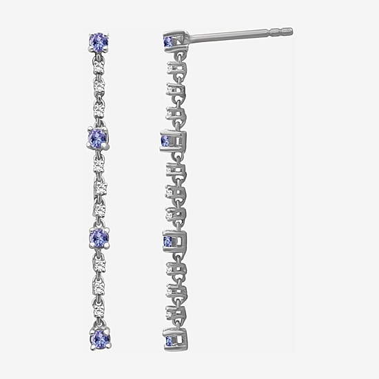 (I-J / I2-I3) Womens Diamond Accent Genuine Gemstone 10K White Gold Hypoallergenic Drop Earrings