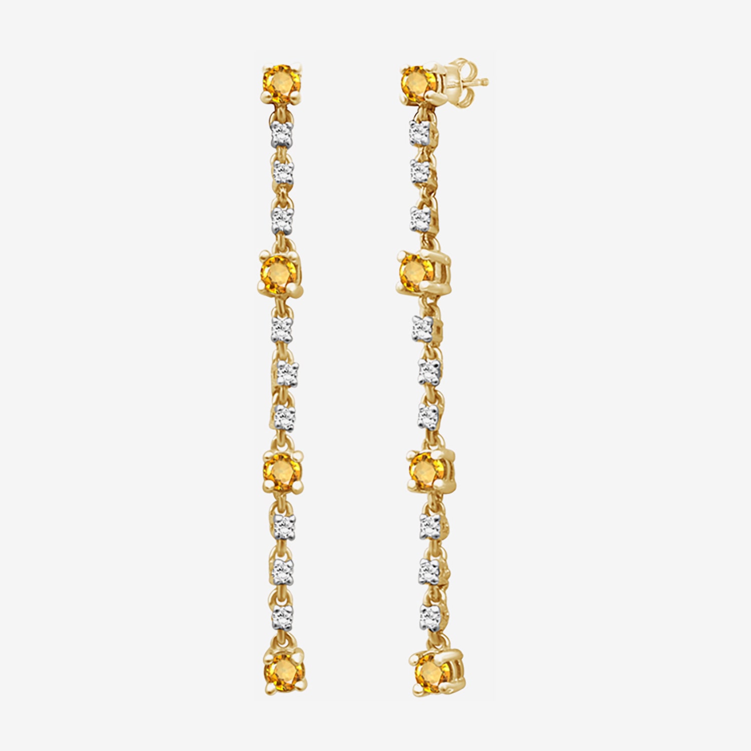 (I-J / I2-I3) Womens Diamond Accent Genuine Yellow Citrine 10K Gold Hypoallergenic Drop Earrings