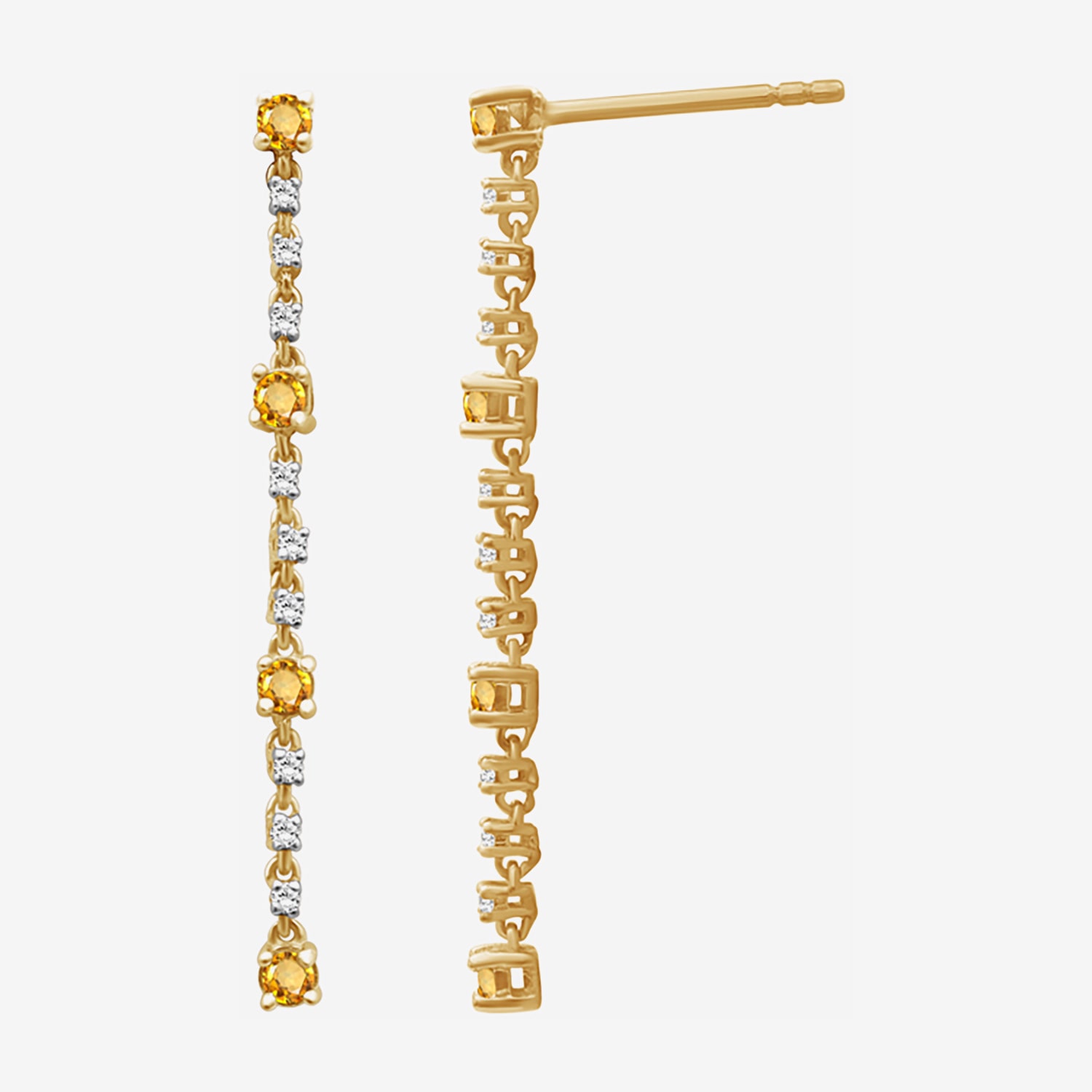 (I-J / I2-I3) Womens Diamond Accent Genuine Yellow Citrine 10K Gold Hypoallergenic Drop Earrings