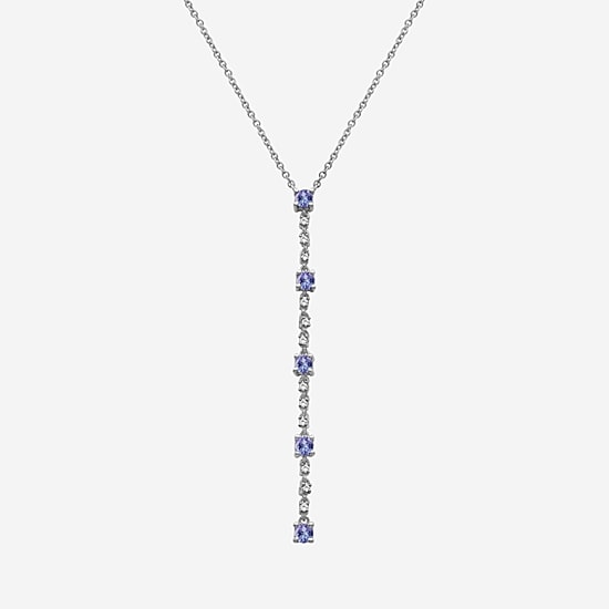 (I-J / I2-I3) Womens Genuine Gemstone 10K White Gold Hypoallergenic 18 Inch Y Necklace