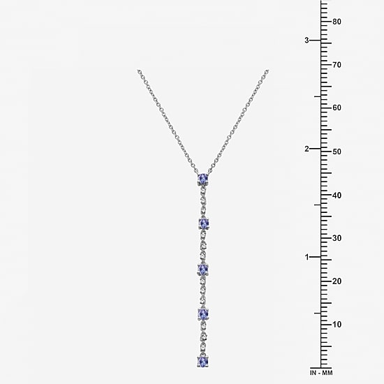(I-J / I2-I3) Womens Genuine Gemstone 10K White Gold Hypoallergenic 18 Inch Y Necklace