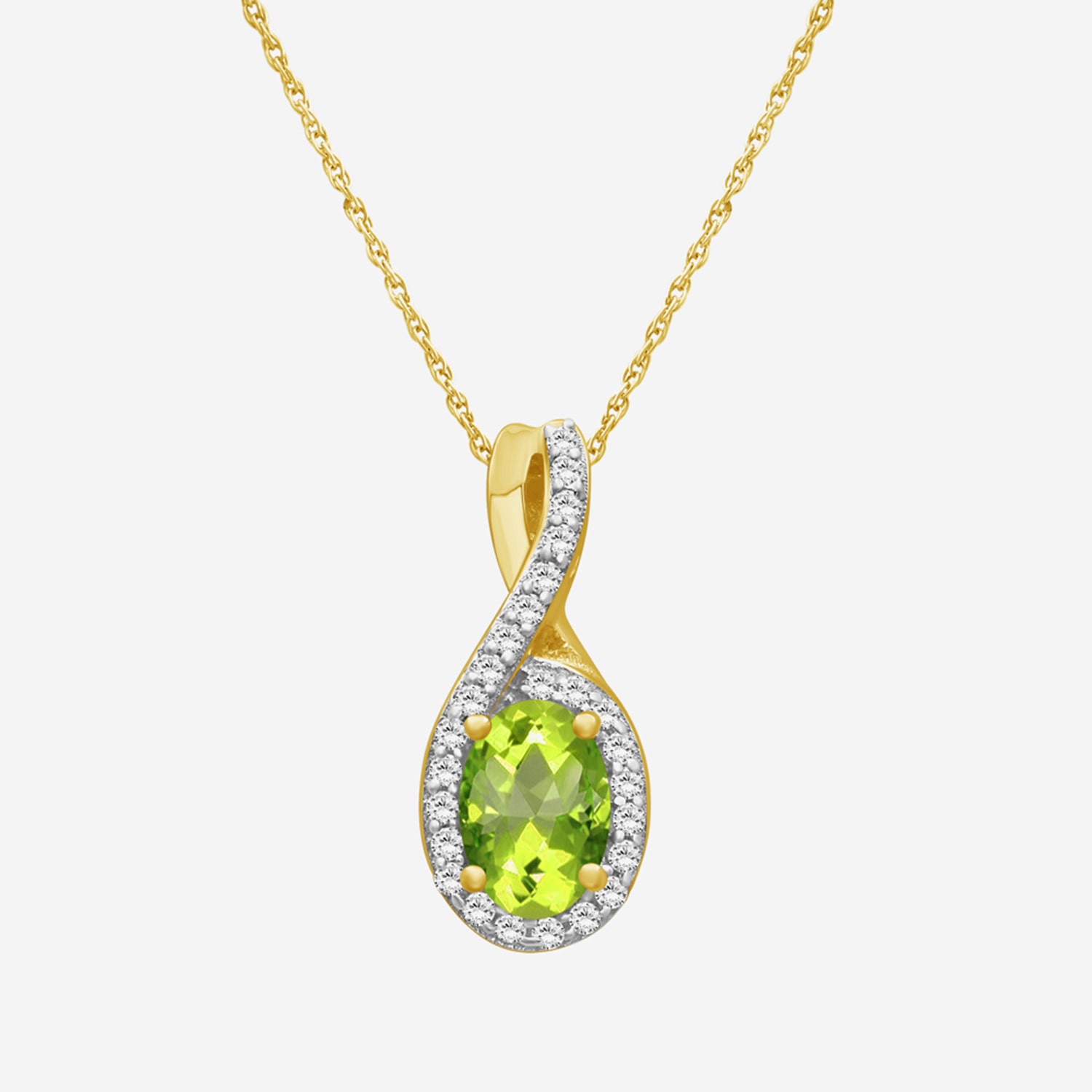 Womens 1/10 CT. T.W. Genuine Green Peridot 10K Gold Infinity Pendant